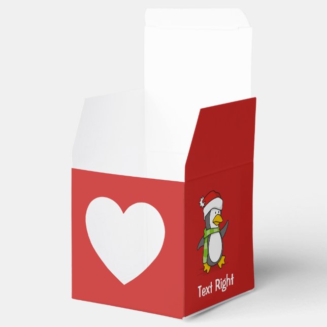 Christmas penguin walking on snow favour box (Opened)
