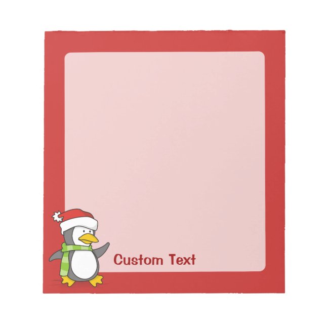 Christmas penguin walking on snow notepad (Front)