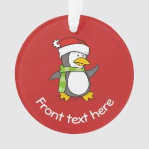Christmas penguin walking on snow ornament