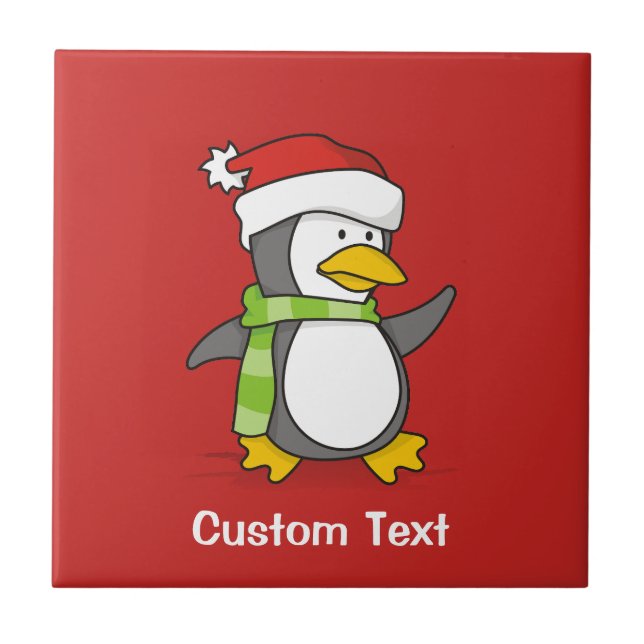 Christmas penguin walking on snow tile (Front)