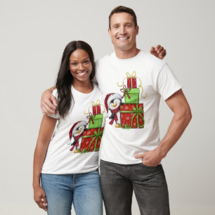 Christmas Penguin with Gifts - Festive Fun Decor T-Shirt