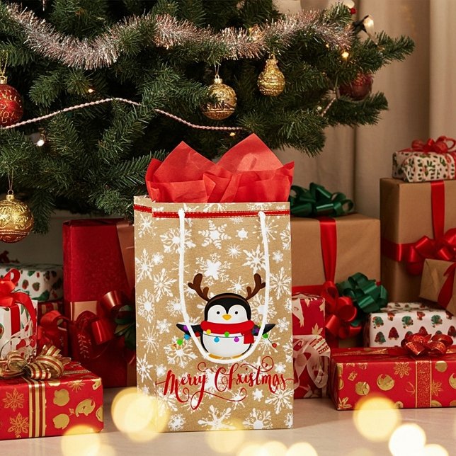  Christmas penguin with lights on paper bag look (Creator Uploaded)