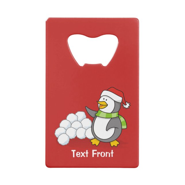 Christmas penguin with snow balls waving (Front)