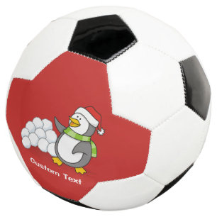 Christmas penguin with snow balls waving