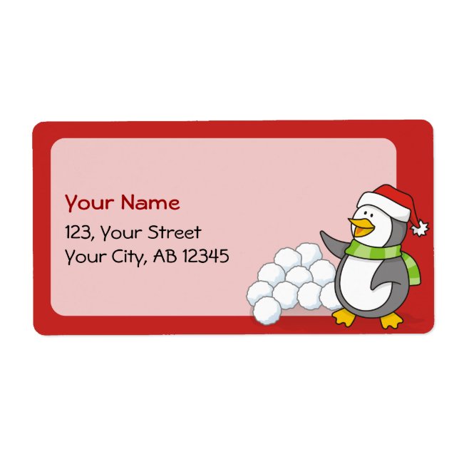 Christmas penguin with snow balls waving (Front)