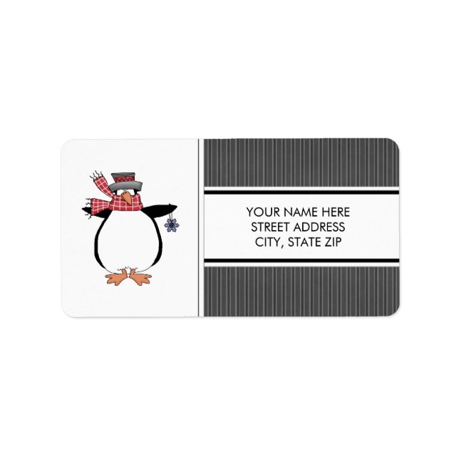Christmas Penguins Address Mailing Labels (Front)