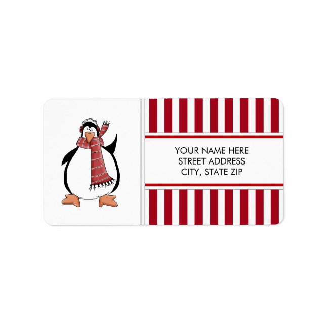 Christmas Penguins Address Mailing Labels (Front)