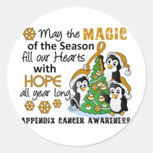 Christmas Penguins Appendix Cancer Classic Round Sticker
