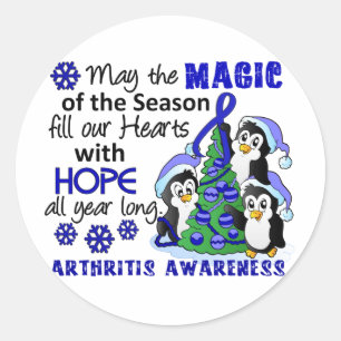 Christmas Penguins Arthritis Classic Round Sticker