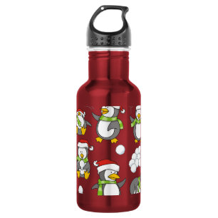 Christmas penguins background 532 ml water bottle
