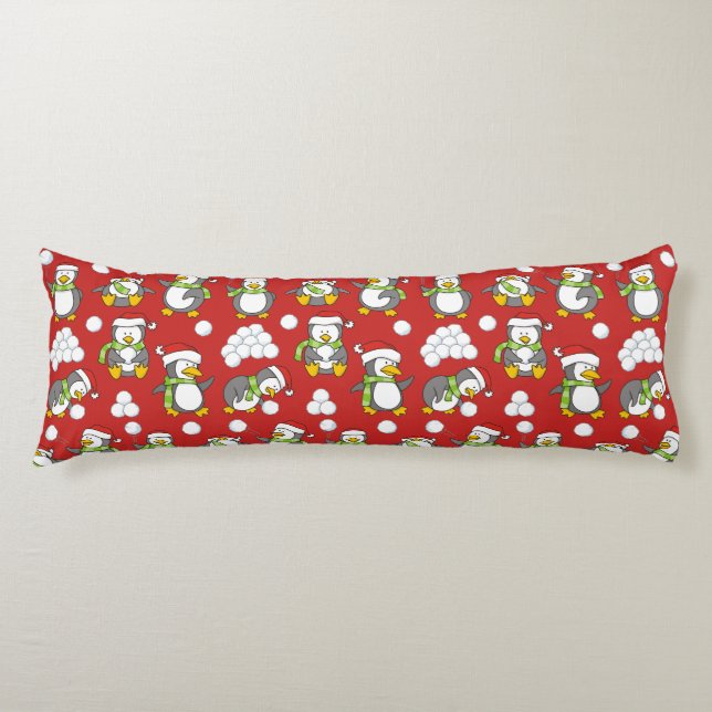 Christmas penguins background body cushion (Front)