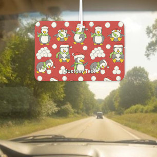 Christmas penguins background car air freshener