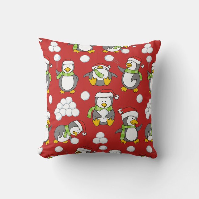 Christmas penguins background cushion (Front)