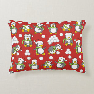 Christmas penguins background decorative cushion