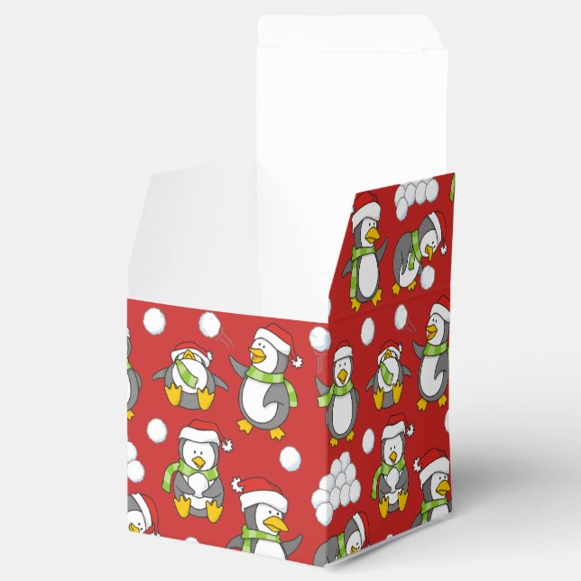 Christmas penguins background favour box (Opened)