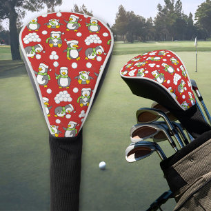 Christmas penguins background golf head cover