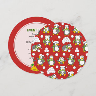 Christmas penguins background invitation