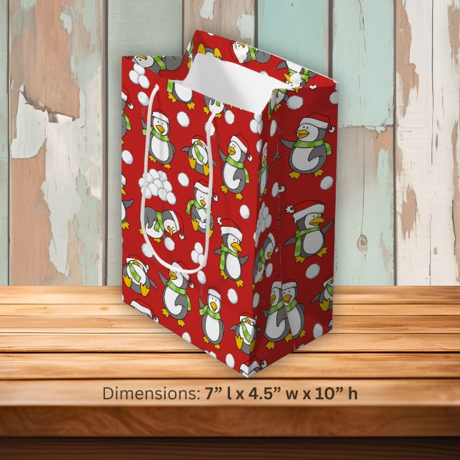 Christmas penguins background medium gift bag (Creator Uploaded)