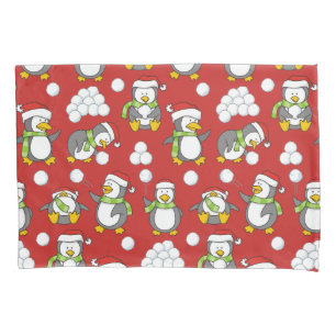 Christmas penguins background pillowcase