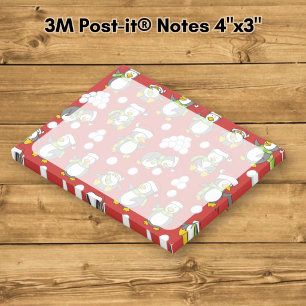 Christmas penguins background post-it notes