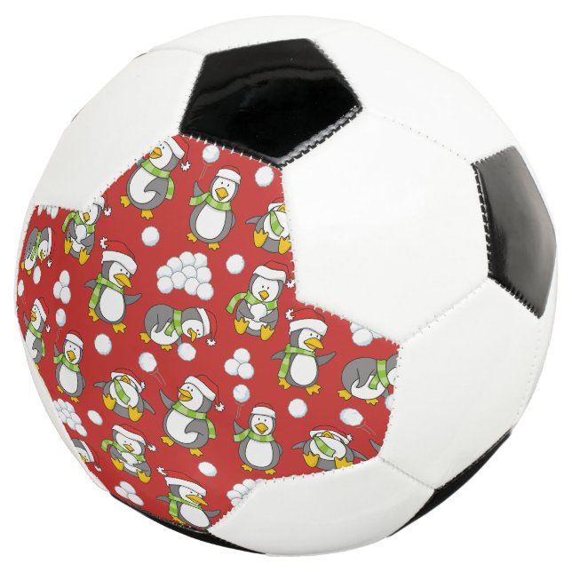 Christmas penguins background soccer ball (Three Quarter)