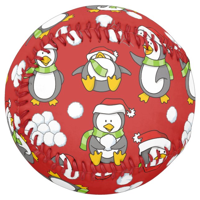 Christmas penguins background softball (Front Left)