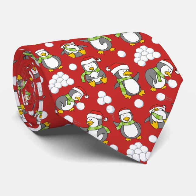 Christmas penguins background tie (Rolled)