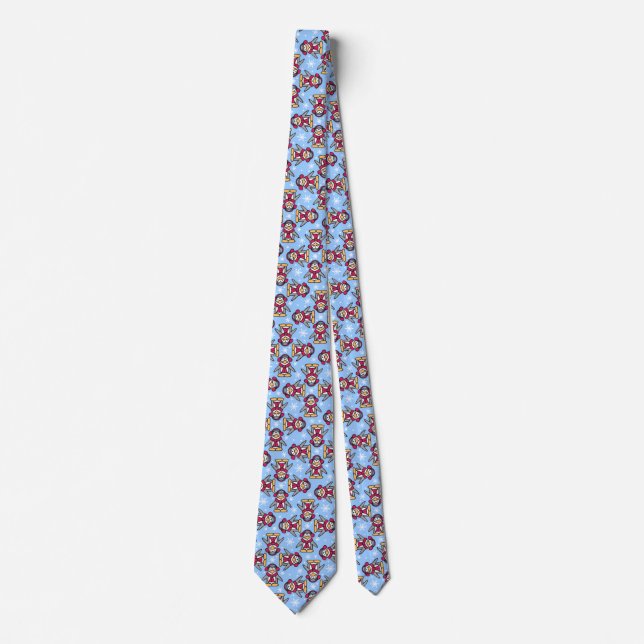 Christmas penguins bird blue white patterned tie (Front)