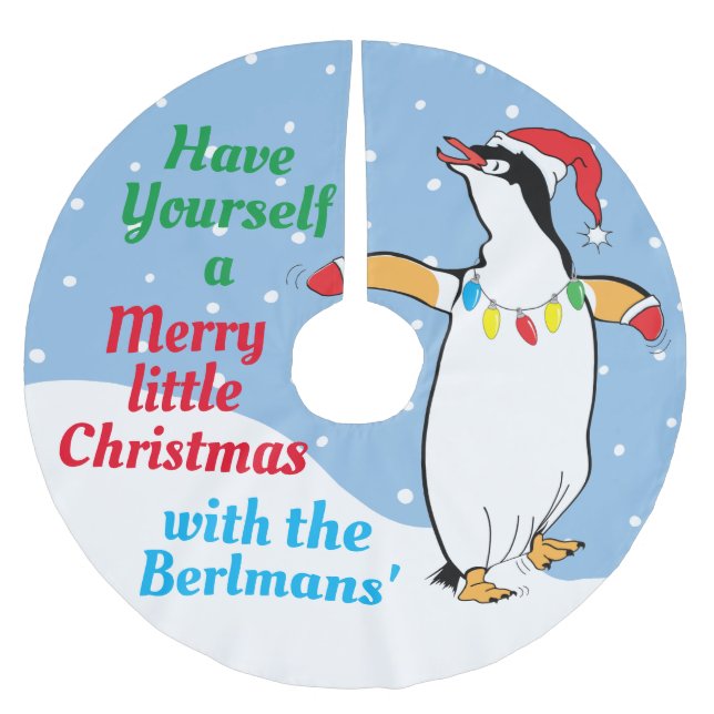 Christmas Penguins Brushed Polyester Tree Skirt (Front)