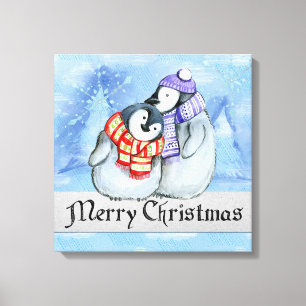 Christmas Penguins Canvas Print