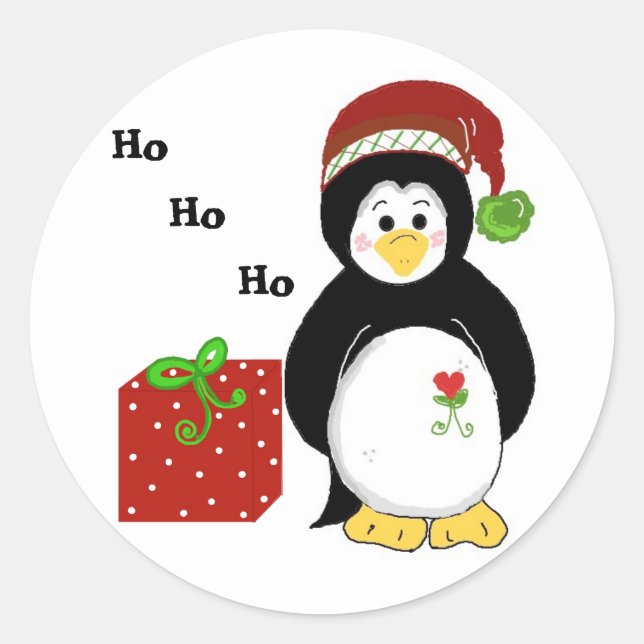 Christmas Penguins Classic Round Sticker (Front)