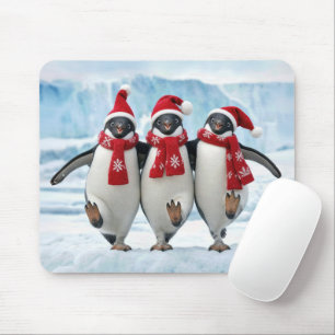 Christmas Penguins Dancing on an Iceberg Mouse Pad