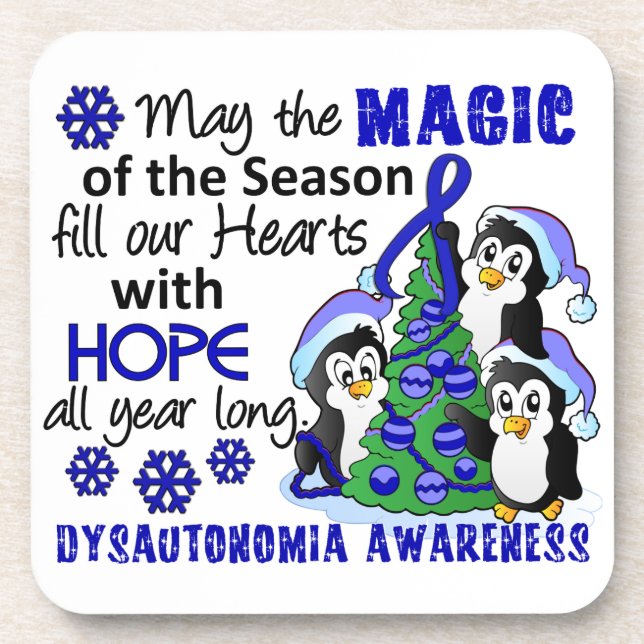 Christmas Penguins Dysautonomia Coaster (Front)