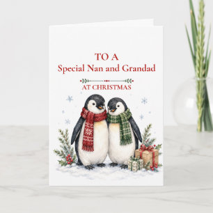 Christmas Penguins for a Special Nan and Grandad Card