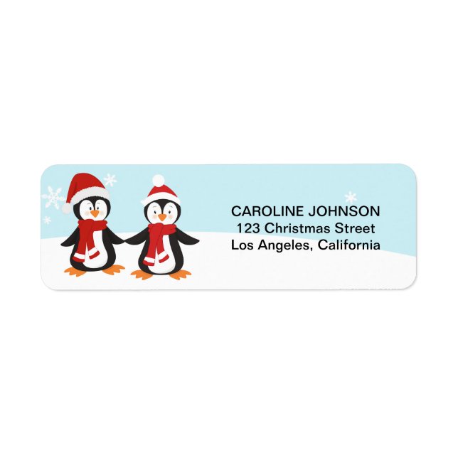 Christmas Penguins Holiday Address Labels (Front)