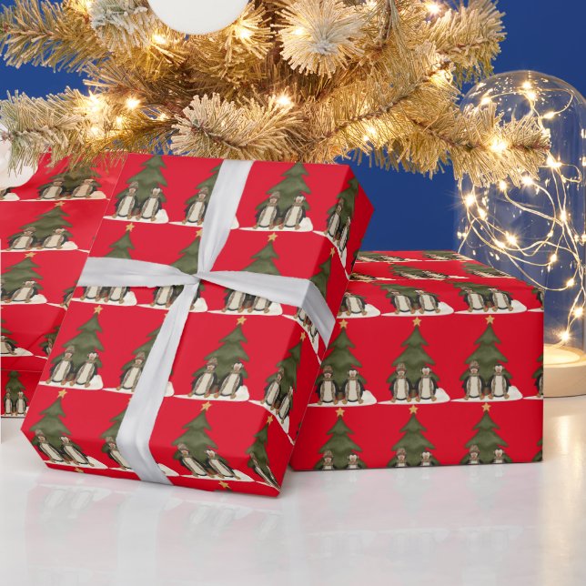 Christmas penguins Holiday wrapping paper (Holidays)