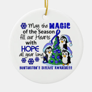 Christmas Penguins Huntington's Disease Ceramic Tree Decoration