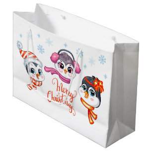 Christmas Penguins  Large Gift Bag