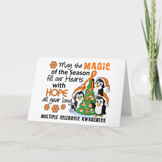 Christmas Penguins Multiple Sclerosis MS Holiday Card (Front)