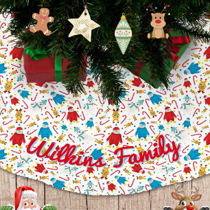 Christmas Penguins Reindeer and Polar Bears Brushed Polyester Tree Skirt