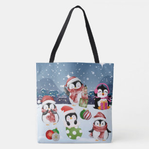 Christmas Penguins Winter Wonderland Tote Bag