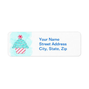 Christmas Pepperment Cupcake Custom Address Sticke