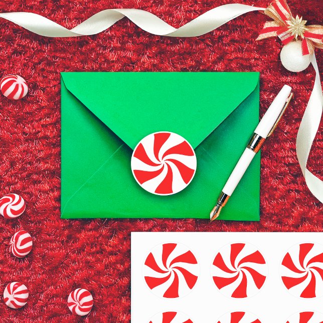 Christmas Peppermint Candy Classic Round Sticker (Creator Uploaded)