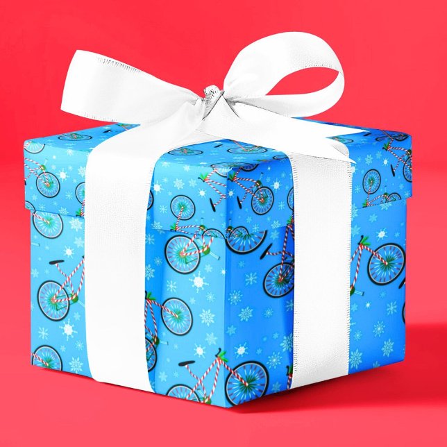 Christmas Peppermint Candy Cycling Bike Snowflakes Wrapping Paper (Creator Uploaded)
