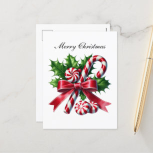 Christmas peppermint candy festive holiday postcard