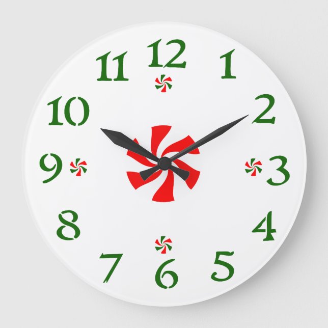Christmas Peppermint Candy Large Clock (Front)
