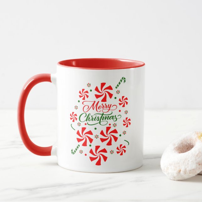 Christmas Peppermint Candy Mug (With Donut)