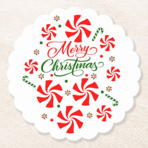 Christmas Peppermint Candy Paper Coaster