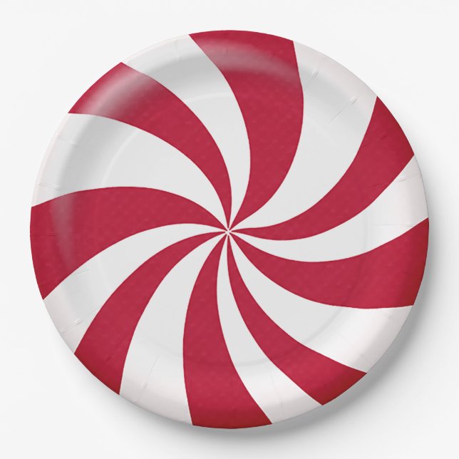 Christmas Peppermint Candy  Paper Plate (Front)