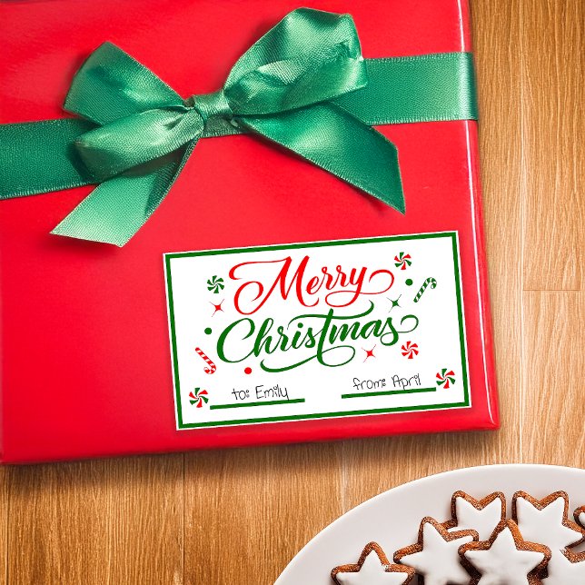 Christmas Peppermint Candy Rectangular Sticker (Creator Uploaded)